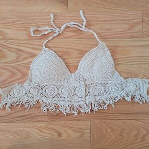 Crochet Halter Top in Cream